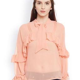 Belle Fille Women Peach-Coloured Solid Top-picture-44