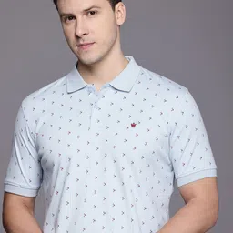 Louis Philippe Pure Cotton Geometric Printed Polo Collar T-shirt-picture-32