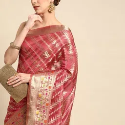Mitera Woven Design Zari Organza Kanjeevaram Saree-picture-10