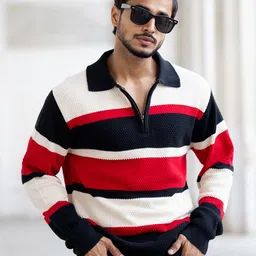 Powerlook Men Striped Polo Collar T-shirt-picture-35