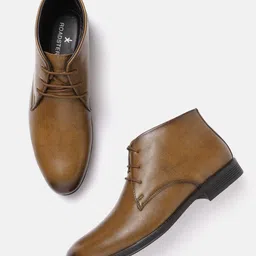 Roadster Men Tan Brown Solid Mid-Top Derbys-image-23