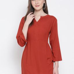 Oxolloxo Women Maroon Solid Tunics-picture-35