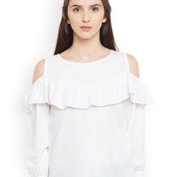 Belle Fille Women White Cold Shoulder Top-picture-46