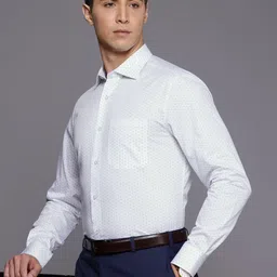 Louis Philippe Classic Opaque Geometric Printed Pure Cotton Formal Shirt-image-14