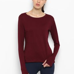 appulse Women Maroon Solid Boat Neck Slim Fit Sports T-shirt-picture-13
