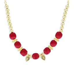 AKSHARA Girls Gold-Plated & Red Statement Handcrafted Necklace-picture-33