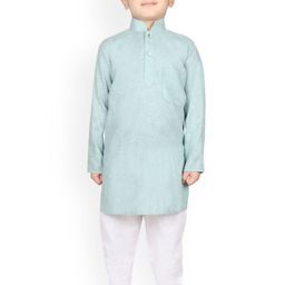 SG YUVRAJ Boys Sea Green & White Solid Kurta with Pyjamas-picture-35