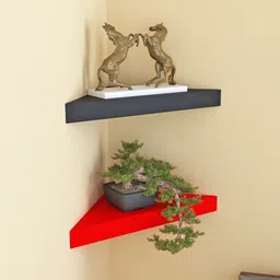 Home Sparkle Black & Red Set Of 2 MDF Corner Wall Shelves-image-95