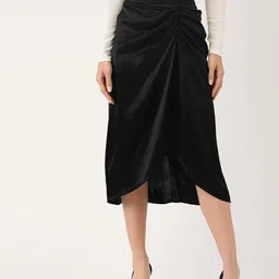 Mango Sustainable Black Satin Finish Tulip Skirt-picture-37
