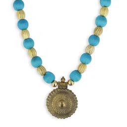 AKSHARA Women Blue & Gold-Toned Handcrafted Necklace with Pendent-picture-57
