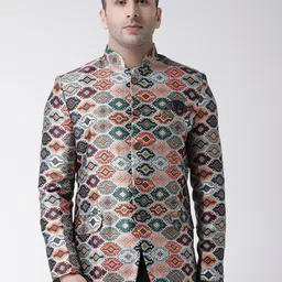 Hangup Men Multicoloured Printed UV Protected Bandhgala Blazer-picture-9