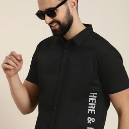 HERE&NOW Men Slim Fit Brand Logo Printed Casual Shirt-picture-37