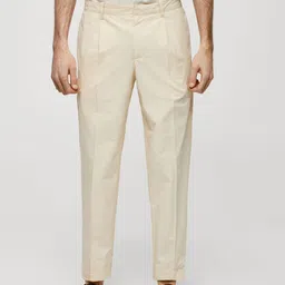 MANGO MAN Regular Fit Pure Cotton Pleated Trousers-picture-37