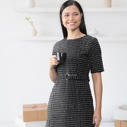 AND Black & White Printed A-Line Mini Dress image 1