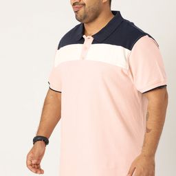 Sztori Plus Size Men Pink  Navy Blue Colourblocked Polo Collar Pure Cotton T-shirt-picture-38