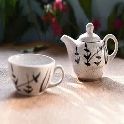 Unravel India White Printed Ceramic Set-image-20