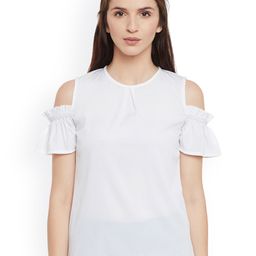 Belle Fille Women White Solid Cold-Shoulder Top-picture-45