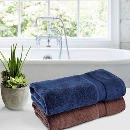 BIANCA Pack of 2 Blue & Brown 100% Cotton Ultra-Fluffy Bath Towel-picture-25