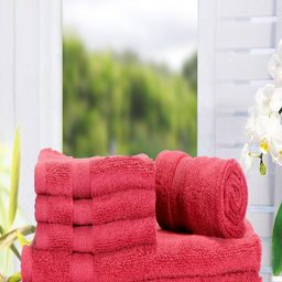 BIANCA Set Of 6 Red Solid 500 GSM Cotton Zero-Twist Towels-picture-27