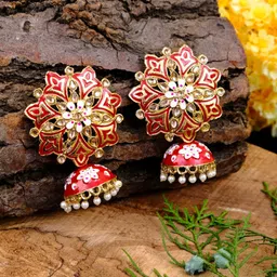 Crunchy Fashion Gold Contemporary Jhumkas Earrings-image-38