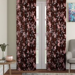 Cortina Brown Set of 2 Floral Printed Door Curtains-picture-17