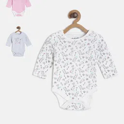 MINI KLUB Infant Girls Pack Of 3 Printed Pure Cotton Bodysuits-picture-38