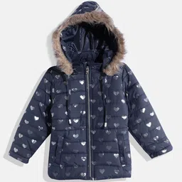 Okane Girls Heart Print Parka Jacket-picture-30