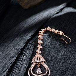 Saraf RS Jewellery Rose Gold-Plated White AD-Studded Handcrafted Maangtikka-picture-38