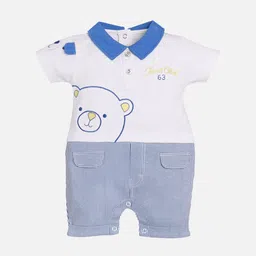 BABY GO Infant Kids White & Blue Striped Cotton Romper-picture-36