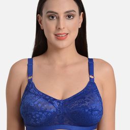 mod & shy Blue Self Design Non-Wired Non Padded Minimizer Bra-picture-0