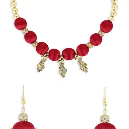 AKSHARA Girls Gold-Plated Red Beaded Handcrafted Jewellery Set-image-72