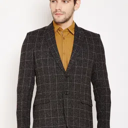 Crimsoune Club Men Black Checked Slim Fit Single-Breasted Casual Blazer-picture-30