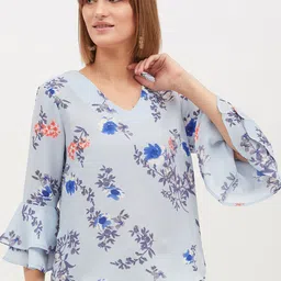 Harpa Women Blue Floral Printed Top-picture-35