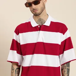 HERE&NOW Colourblocked Polo Collar Drop-Shoulder Sleeves T-shirt-picture-10