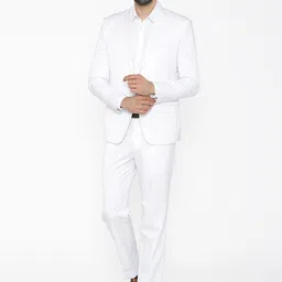 Wintage Men White Solid Single-Breasted Regular Fit Suit-picture-32