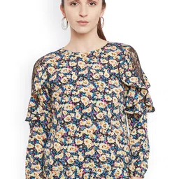 Belle Fille Women Multicoloured Floral Print Peplum Top-picture-31