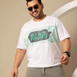 Sztori Plus Size Star Wars Print Drop-Shoulder Sleeves Pure Cotton T-shirt-image-42