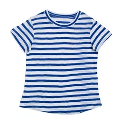 DOOR74 Unisex Kids Blue Striped Round Neck T-shirt-picture-14