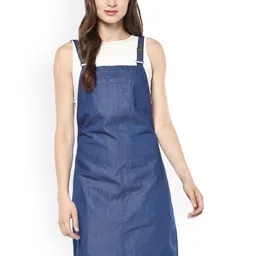 StyleStone Women Blue Solid Pinafore Dress-image-88