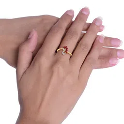 KUBERBOX Brilliant Ruby 18KT Gold Diamond Studded Ring -1.98gm image 5