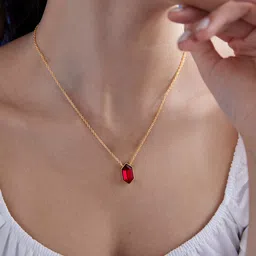 MINUTIAE Brass Gold-Plated Crystal Studded Necklace-image-37
