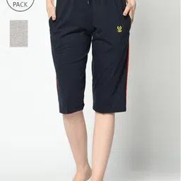 VIMAL JONNEY Women Navy Blue & Grey Set of 2 Lounge Shorts-image-69