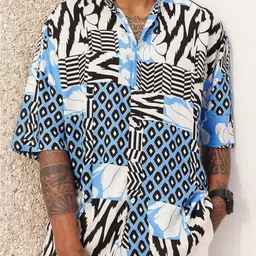 Kook N Keech Grunge Pattern Printed Oversized Shirt-image-2