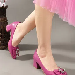 Lavie Women Embellished Block Heel Pumps with Bows-image-81