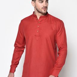 TABARD Men Red Cotton Solid Kurta-picture-39