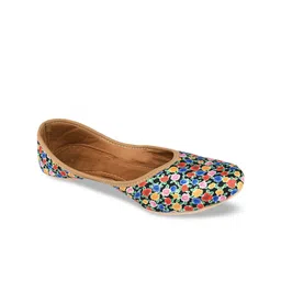 DESI COLOUR Women Black Printed Mojaris with Embroidered Flats-picture-39