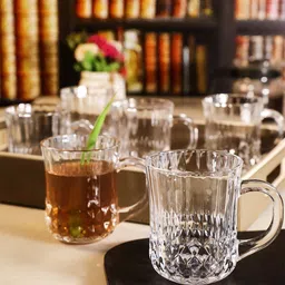 GOODHOMES Transparent Set Of 6 Solid Glass Mugs-picture-18