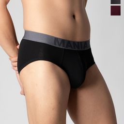 Maniac Pack Of 3 Cotton Basic Briefs MN25-3PCK-COTN-BRIEF-BLK_BRGD_GRY-S-picture-35