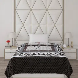 Monte Carlo Brown & White Abstract Printed Mild Winter 600 GSM Single Bed Blanket-picture-24