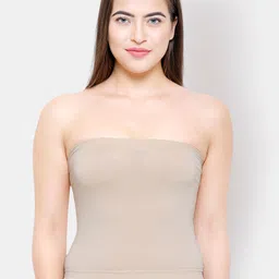 FashionRack Women Beige Solid Strapless Cropped Camisole 011-image-2
